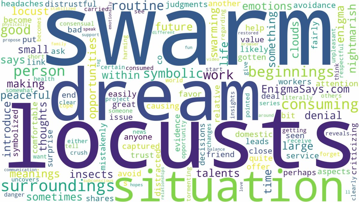 dream about swarm of locusts and related dreams with their meanings in a word cloud