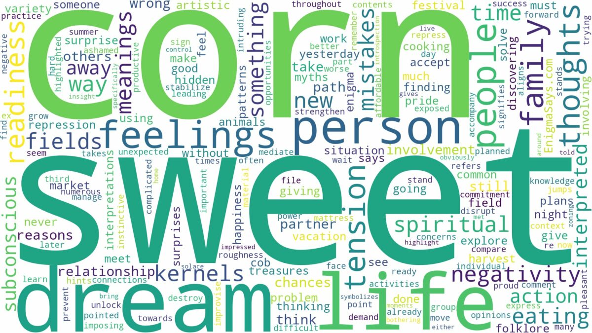 dream about sweet corn and related dreams with their meanings in a word cloud