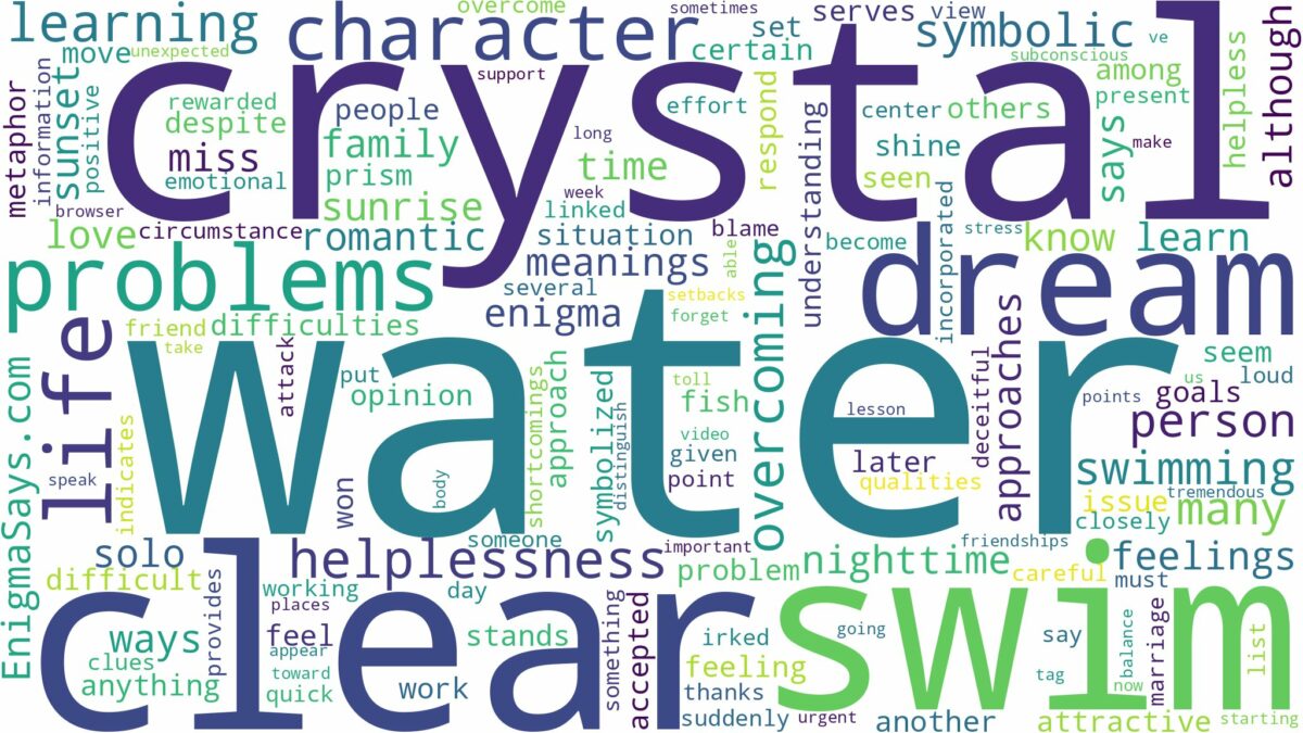 dreaming of swimming in crystal clear water and related dreams with their meanings in a word cloud