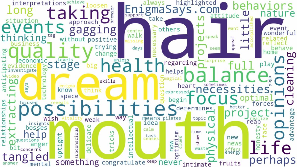 dreaming of taking hair out of mouth and related dreams with their meanings in a word cloud