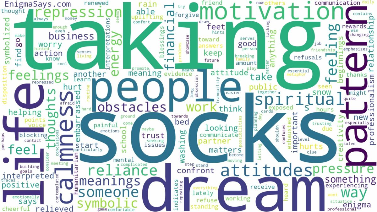 dream of taking off socks and related dreams with their meanings in a word cloud