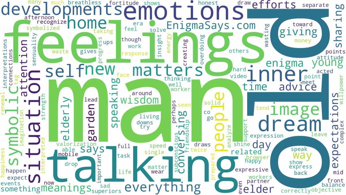 dreaming of talking to an old man and related dreams with their meanings in a word cloud