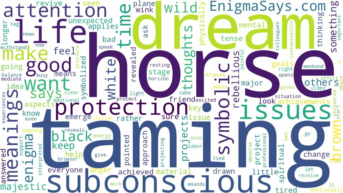 dream of taming a horse and related dreams with their meanings in a word cloud