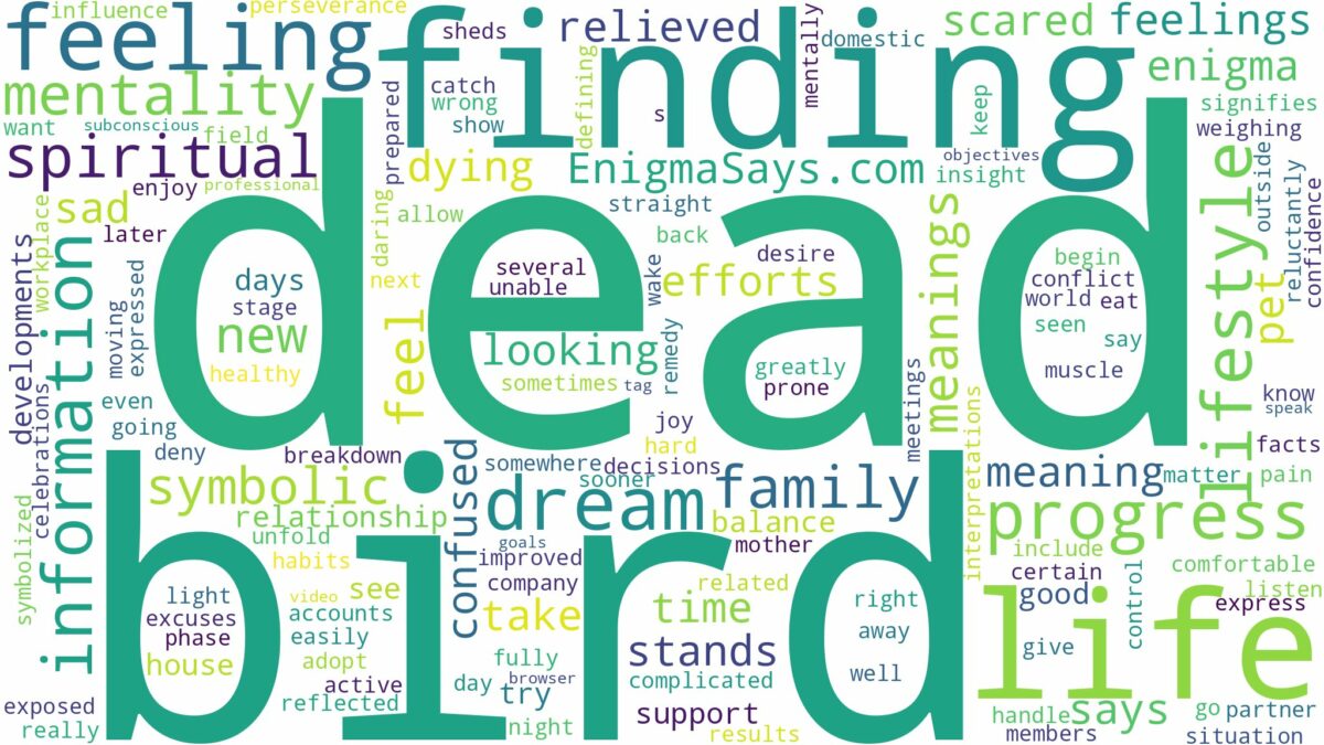 dreaming of finding a dead bird and related dreams with their meanings in a word cloud