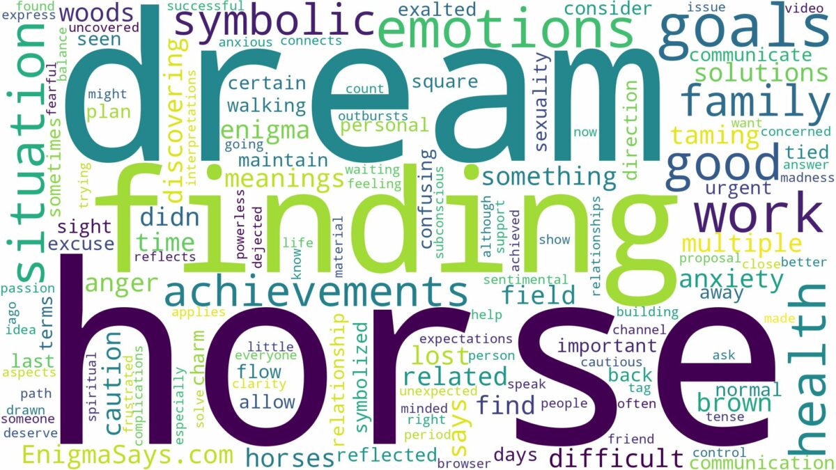 dream of finding a horse and related dreams with their meanings in a word cloud