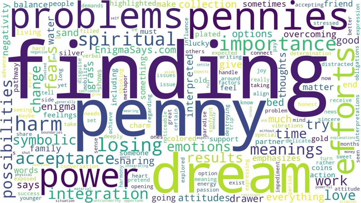 dream of finding a penny and related dreams with their meanings in a word cloud