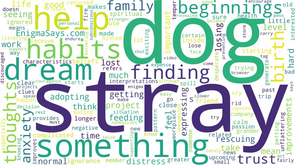 dreaming of finding a stray dog and related dreams with their meanings in a word cloud