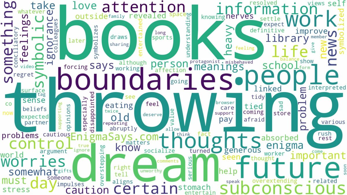 dream of throwing books and related dreams with their meanings in a word cloud