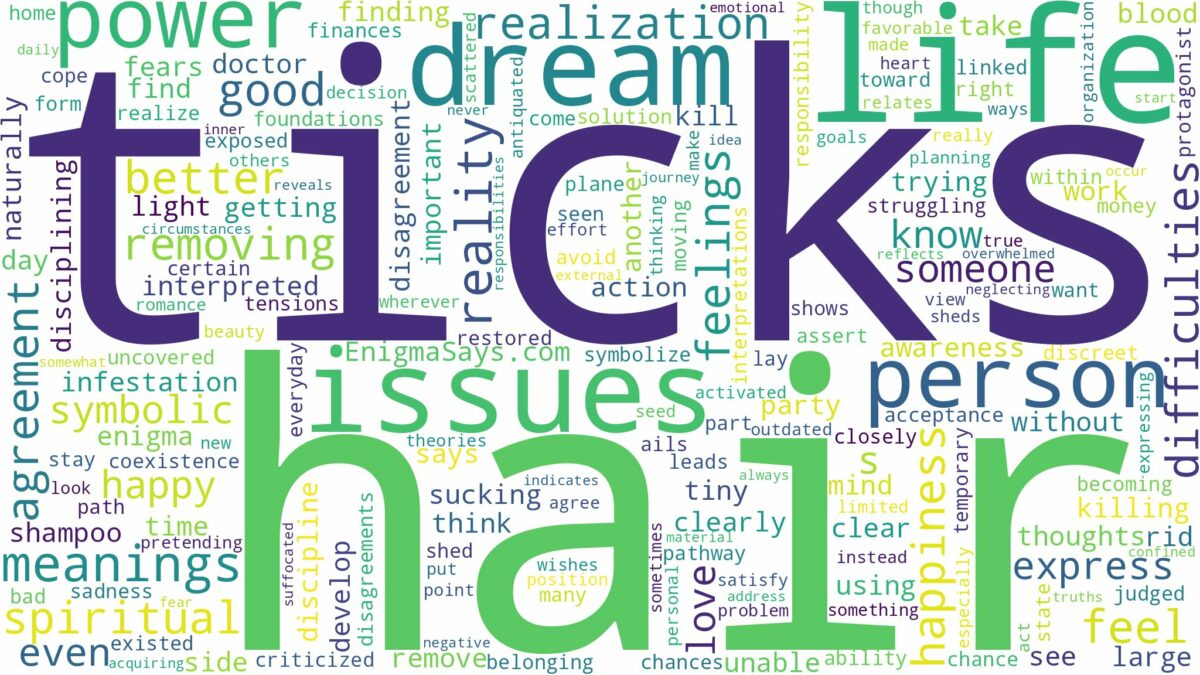 dreams about ticks in hair and related dreams with their meanings in a word cloud