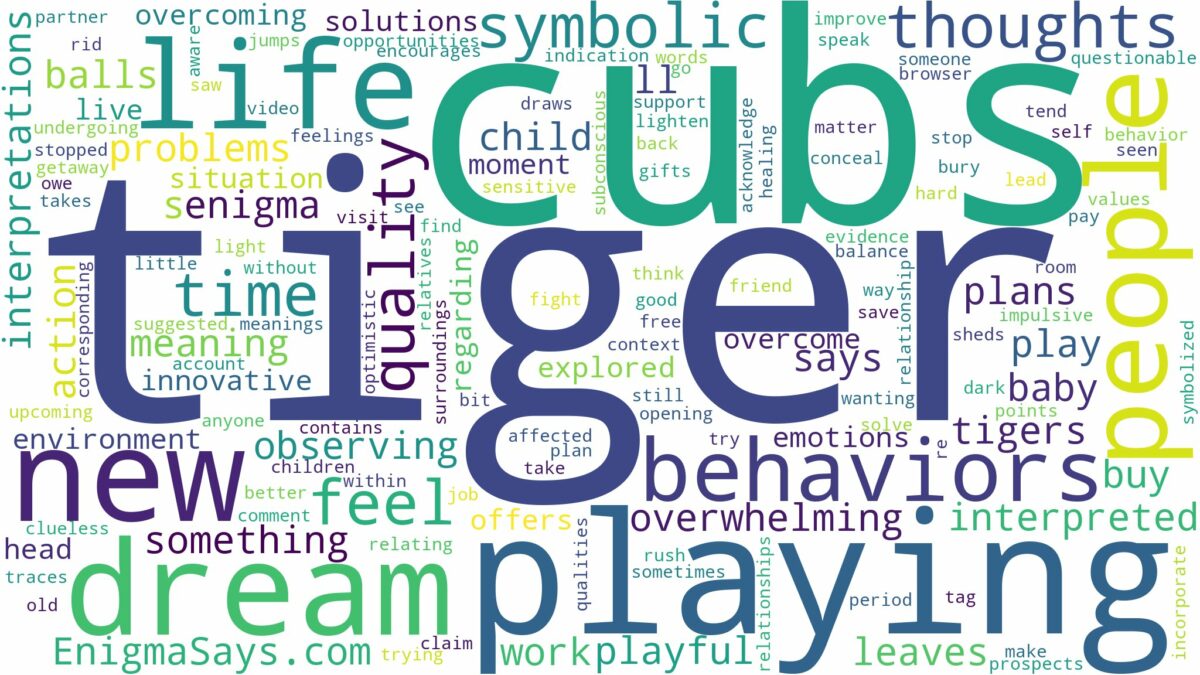 dreaming about tiger cubs playing and related dreams with their meanings in a word cloud