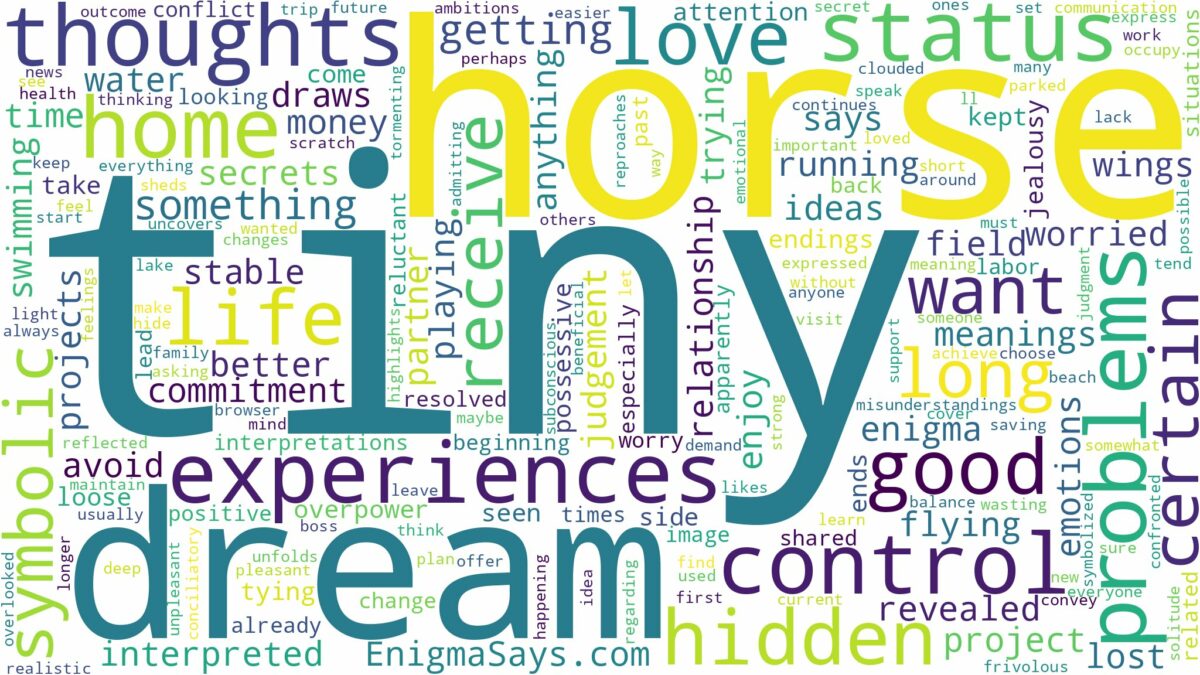 dream about tiny horse and related dreams with their meanings in a word cloud