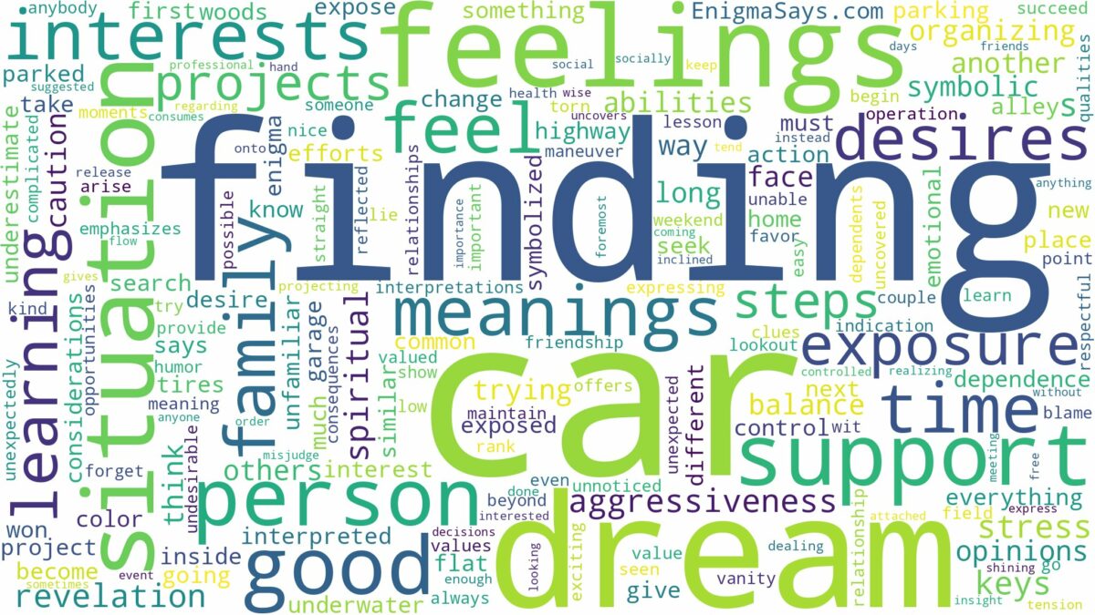 dream of finding car and related dreams with their meanings in a word cloud