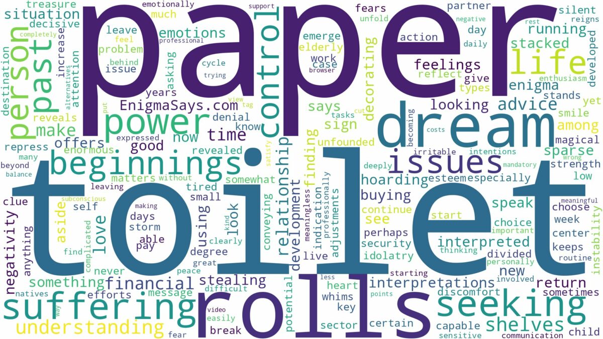 dream about toilet paper rolls and related dreams with their meanings in a word cloud