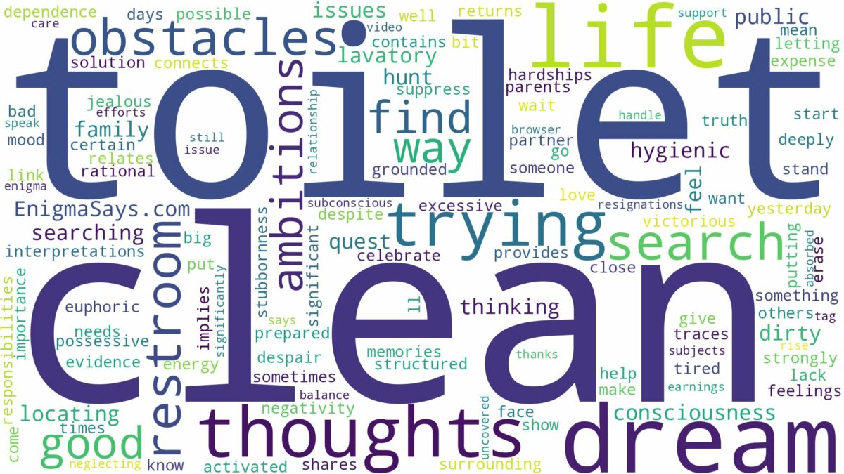 dreaming of trying to find a clean toilet and related dreams with their meanings in a word cloud