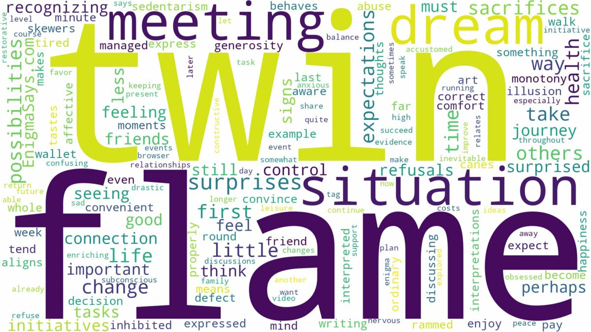 dreaming about twin flame before meeting and related dreams with their meanings in a word cloud