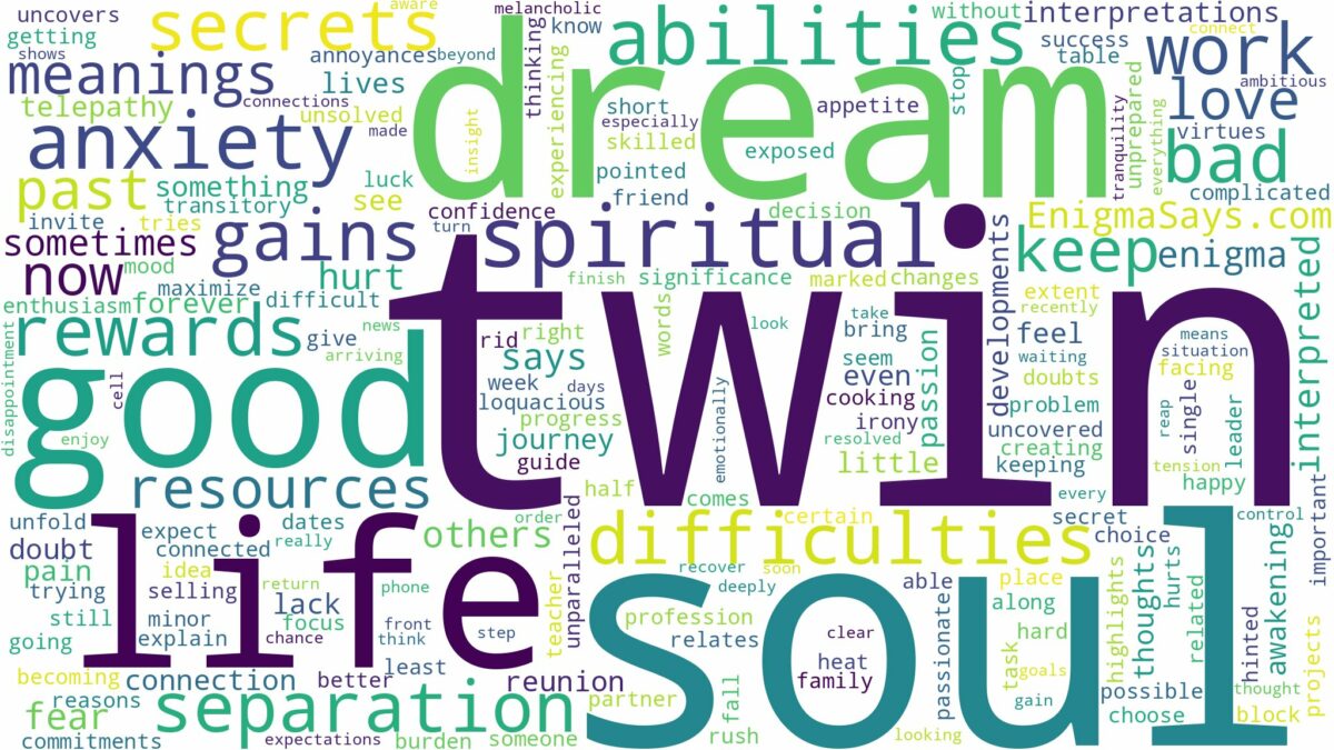 dream about twin soul and related dreams with their meanings in a word cloud