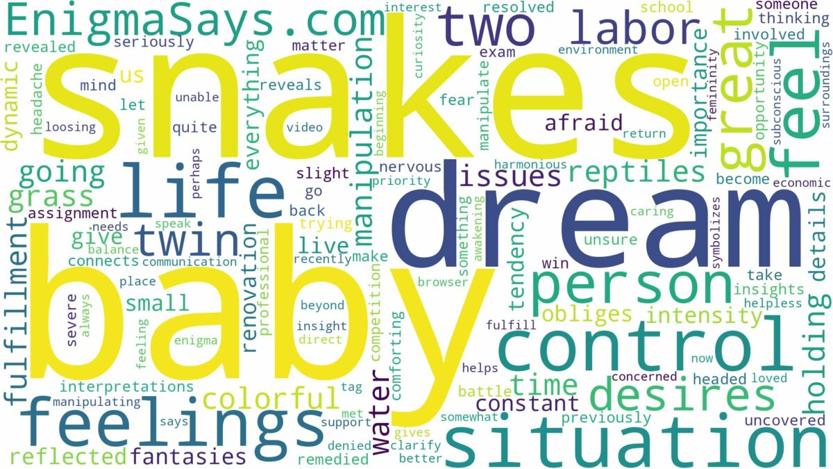 dream about two baby snakes and related dreams with their meanings in a word cloud