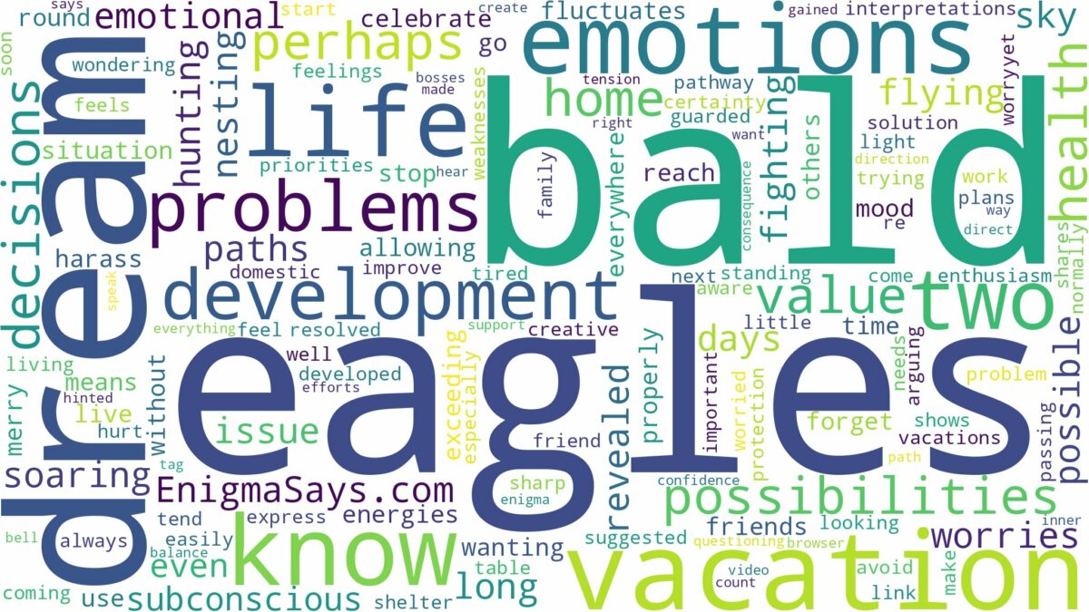 dream about two bald eagles and related dreams with their meanings in a word cloud