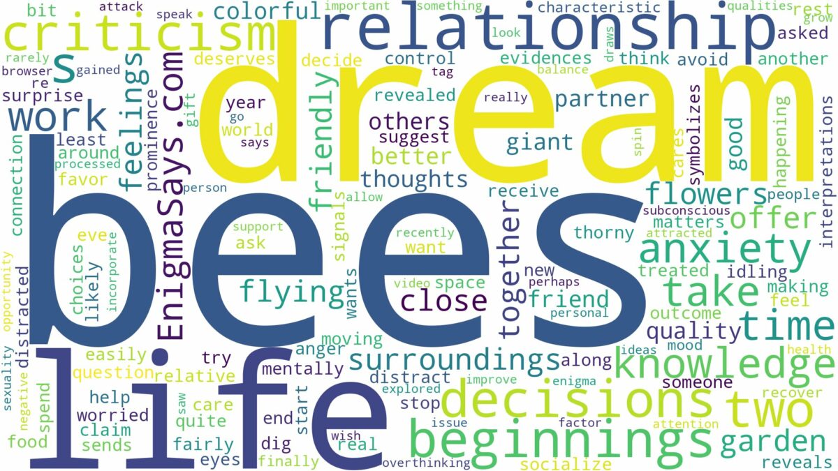 dream about two bees and related dreams with their meanings in a word cloud