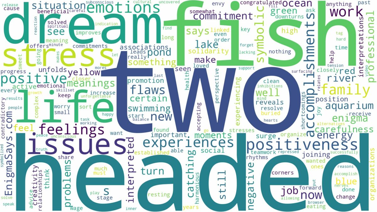 dream about two headed fish and related dreams with their meanings in a word cloud