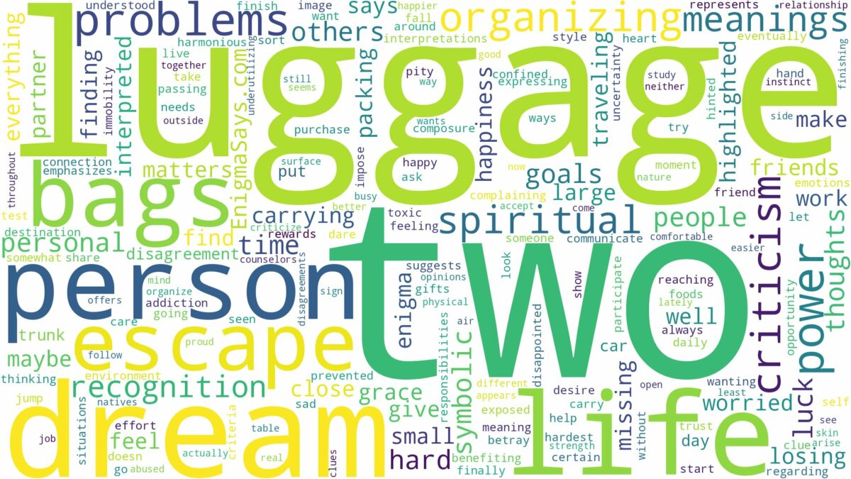 dream about two luggage and related dreams with their meanings in a word cloud