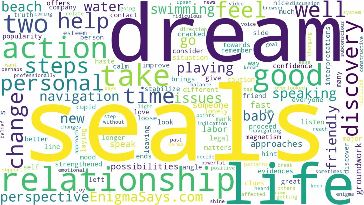 dream about two seals and related dreams with their meanings in a word cloud