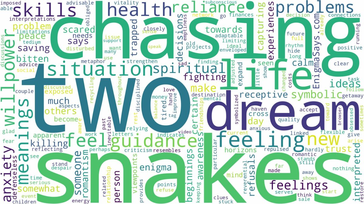 dreaming about two snakes chasing you and related dreams with their meanings in a word cloud