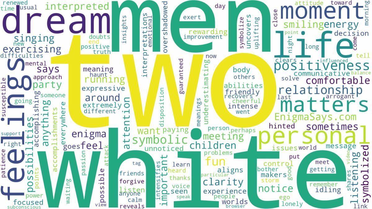 dream about two white men and related dreams with their meanings in a word cloud