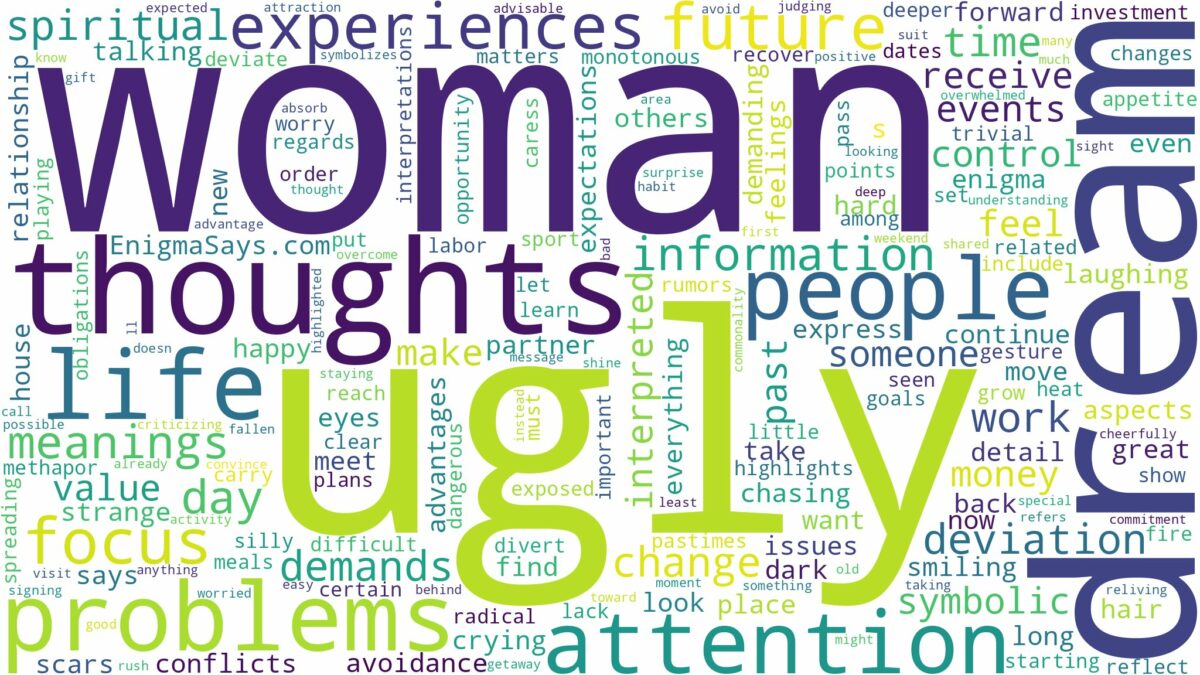 dream about ugly woman and related dreams with their meanings in a word cloud