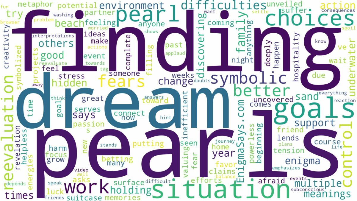 dream of finding pearls and related dreams with their meanings in a word cloud