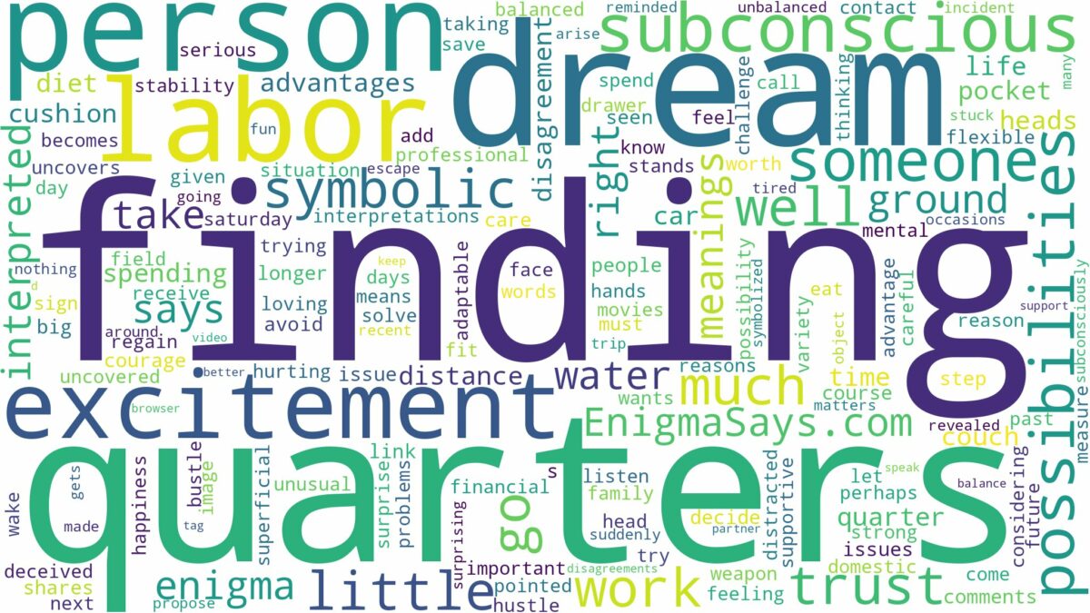 dream of finding quarters and related dreams with their meanings in a word cloud