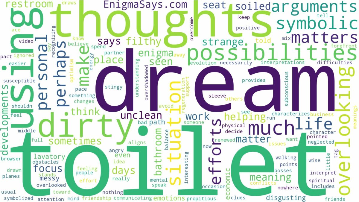 dreaming of using dirty toilet and related dreams with their meanings in a word cloud