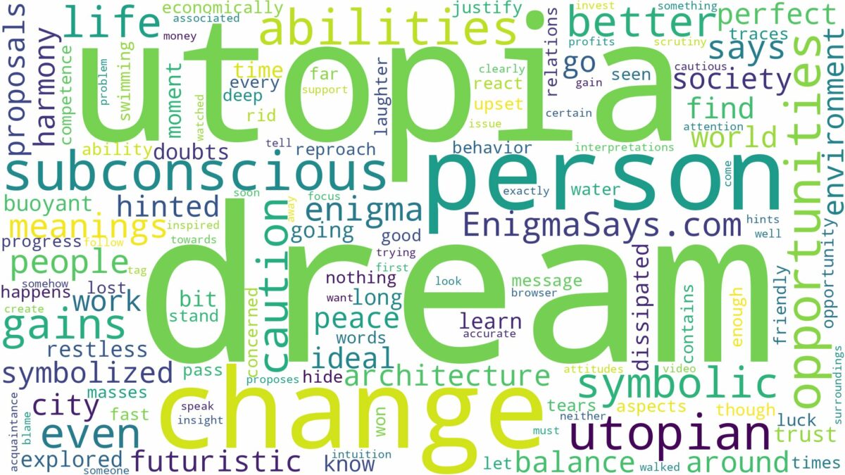 dream about utopia and related dreams with their meanings in a word cloud