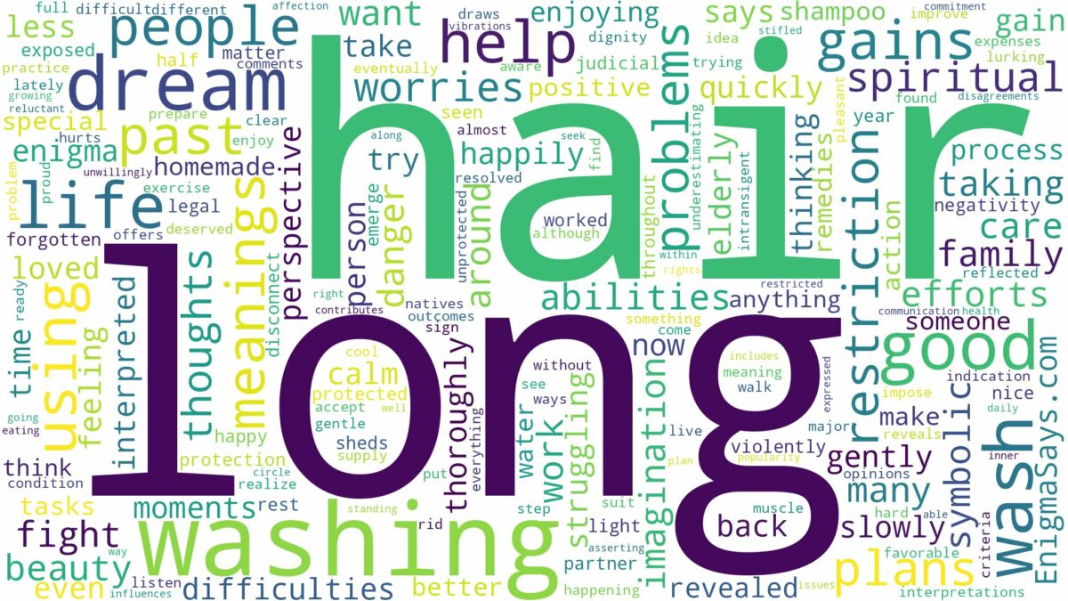 dreaming of washing long hair and related dreams with their meanings in a word cloud