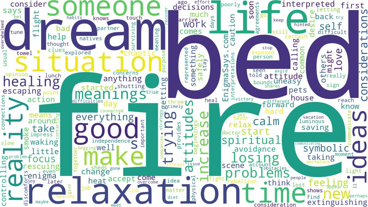 dream about fire in bed and related dreams with their meanings in a word cloud