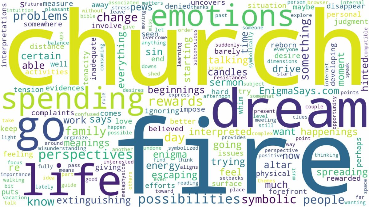 dream about fire in church and related dreams with their meanings in a word cloud