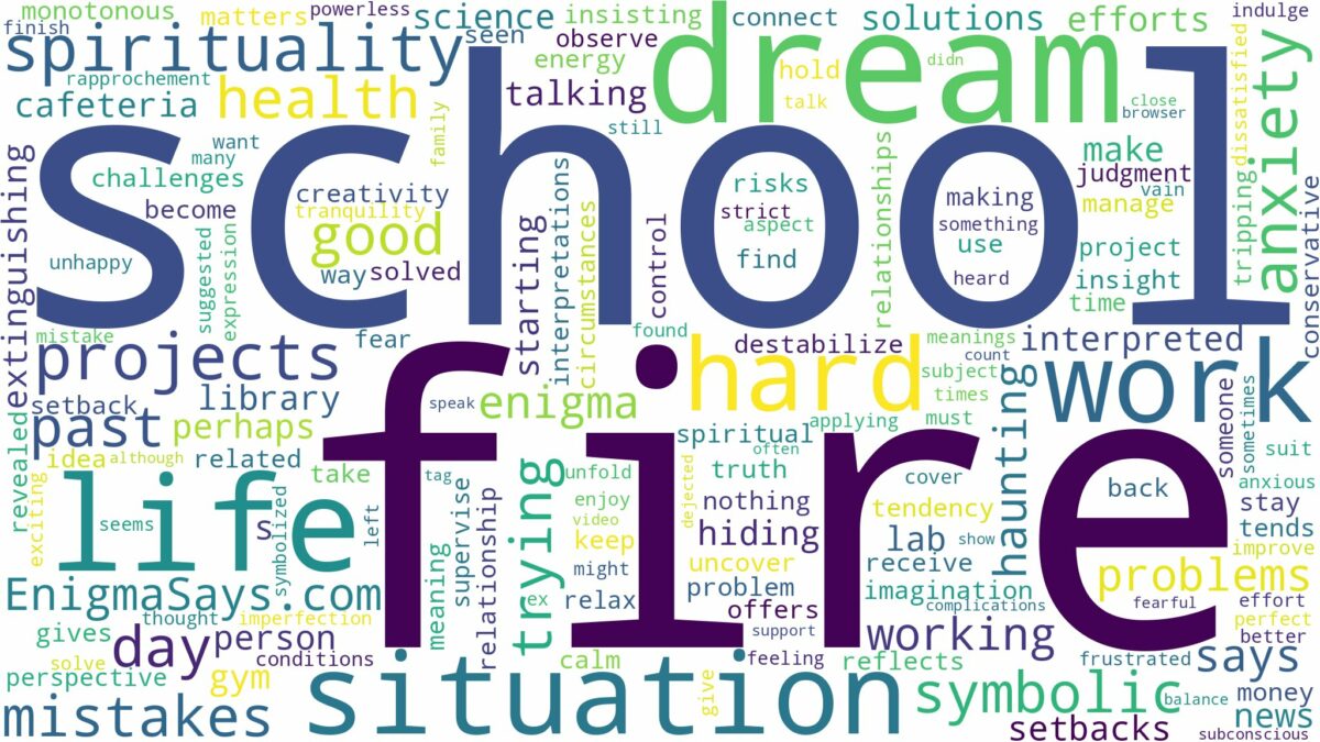 dream about fire in school and related dreams with their meanings in a word cloud