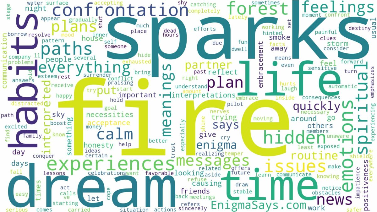 dream about fire sparks and related dreams with their meanings in a word cloud