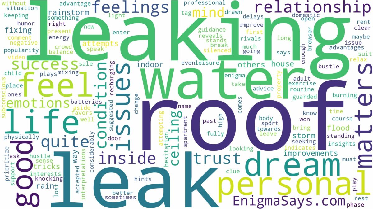 dreaming about water leaking from roof and related dreams with their meanings in a word cloud