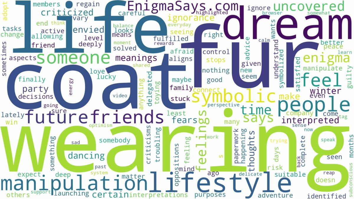 dreaming of wearing a fur coat and related dreams with their meanings in a word cloud