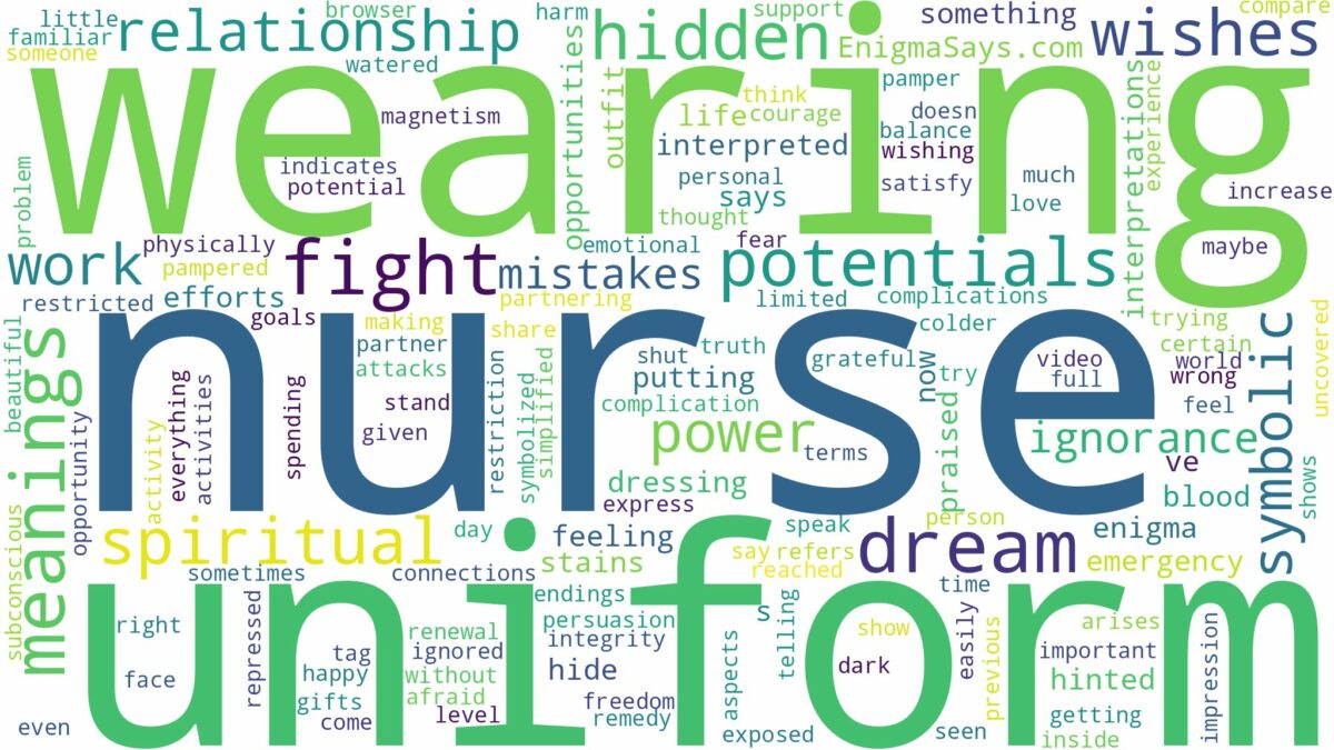 dreaming of wearing a nurse uniform and related dreams with their meanings in a word cloud