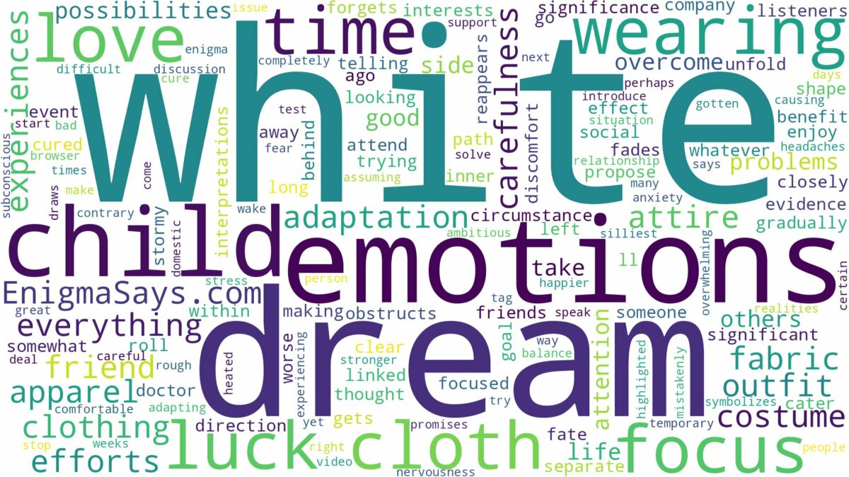 dreaming of wearing a white cloth and related dreams with their meanings in a word cloud