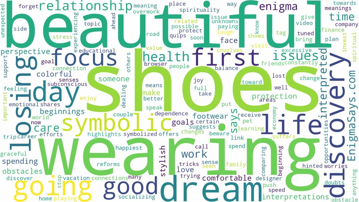 dreaming of wearing beautiful shoes and related dreams with their meanings in a word cloud