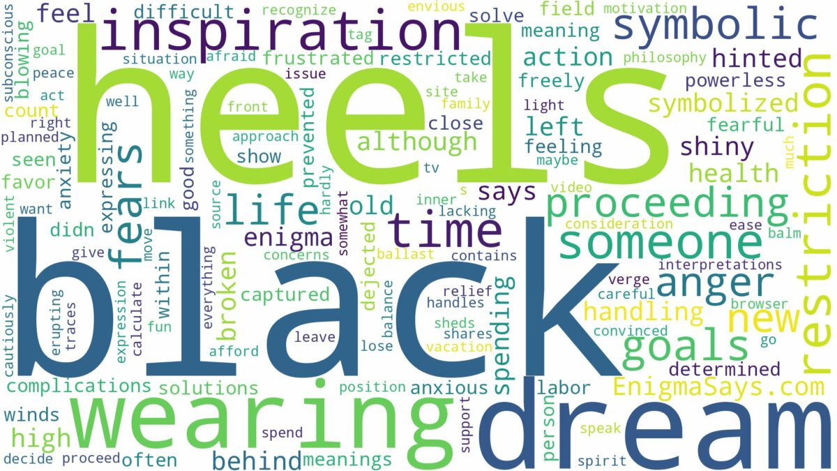 dreaming of wearing black heels and related dreams with their meanings in a word cloud