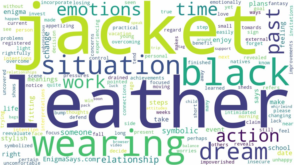 dreaming of wearing black leather jacket and related dreams with their meanings in a word cloud