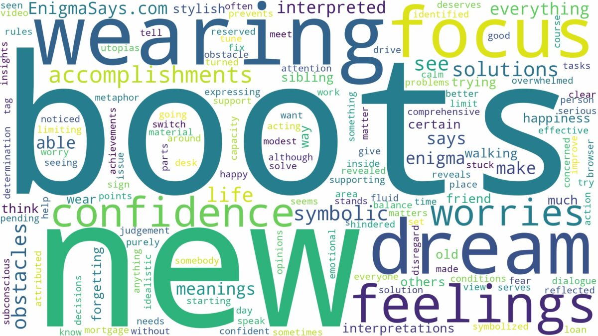 dreaming of wearing new boots and related dreams with their meanings in a word cloud