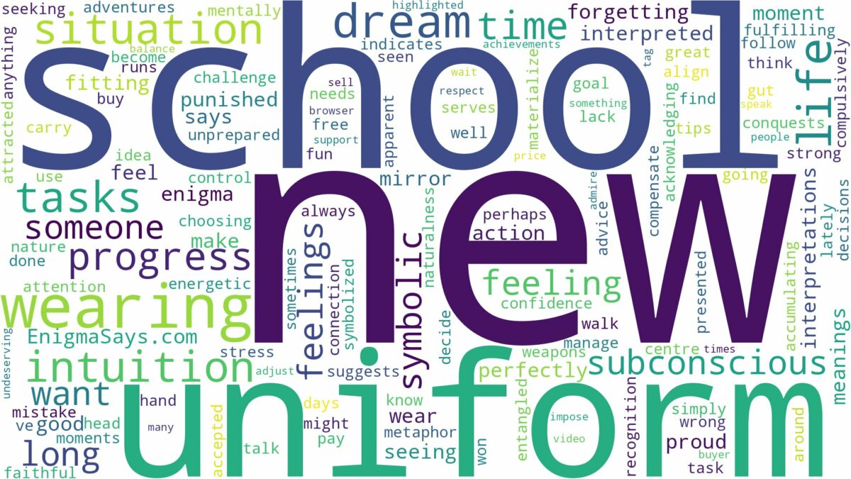 dreaming of wearing new school uniform and related dreams with their meanings in a word cloud