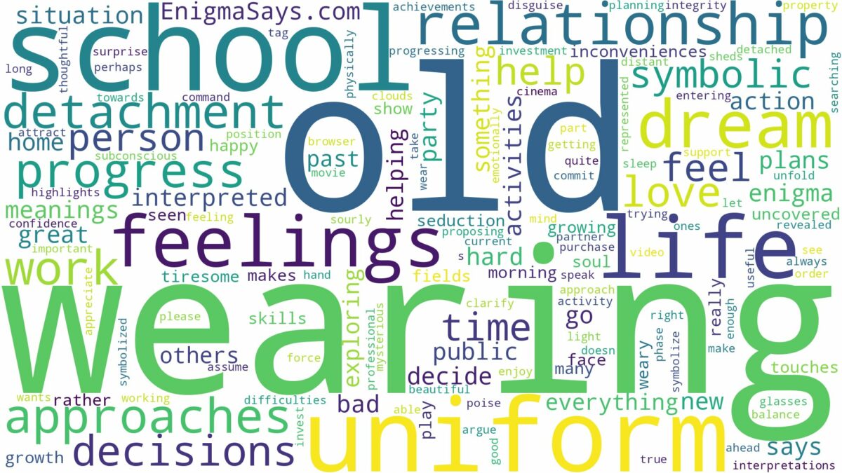 dreaming of wearing old school uniform and related dreams with their meanings in a word cloud