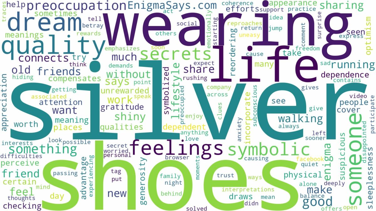 dreaming of wearing silver shoes and related dreams with their meanings in a word cloud