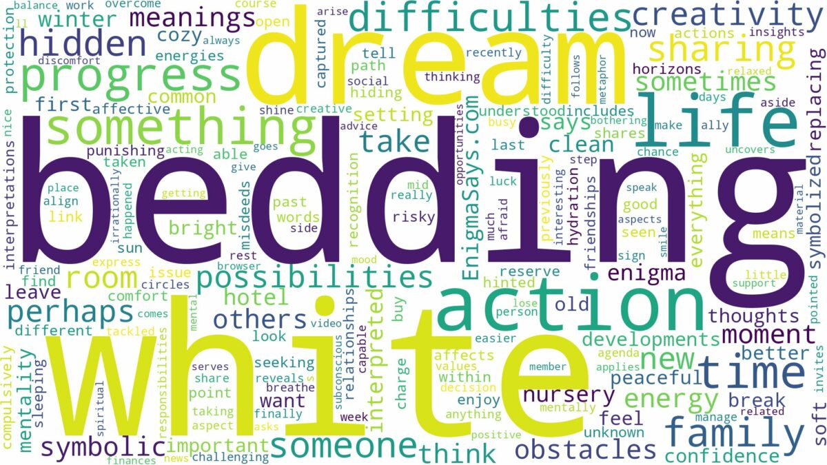 dreaming of white bedding and related dreams with their meanings in a word cloud